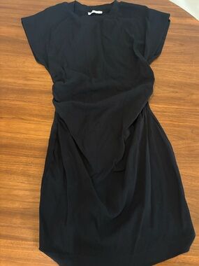 Zara Black Midi Dress with Draped Detail